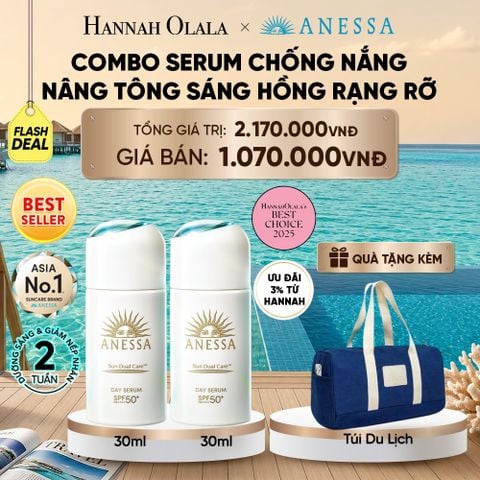  [FLASHSALE] COMBO SERUM CHỐNG NẮNG DƯỠNG DA NÂNG TÔNG NGĂN NGỪA LÃO HÓA ANESSA DAY SERUM SPF50+ PA++++ 30MLX2 - DEAL 11 