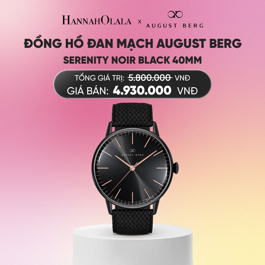  ĐỒNG HỒ ĐAN MẠCH AUGUST BERG - SERENITY NOIR BLACK 40MM - DÂY PERLON - MÀU ĐEN_A2280 