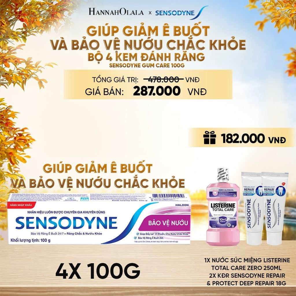  BỘ 4 KEM ĐÁNH RĂNG SENSODYNE GUM CARE 100G GIÚP GIẢM Ê BUỐT VÀ BẢO VỆ NƯỚU CHẮC KHỎE - E1861 