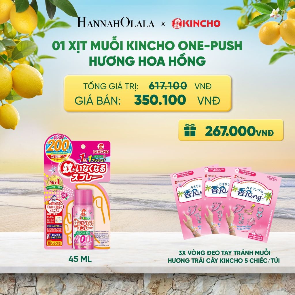  XỊT MUỖI KINCHO ONE-PUSH HƯƠNG HOA HỒNG - A1414 