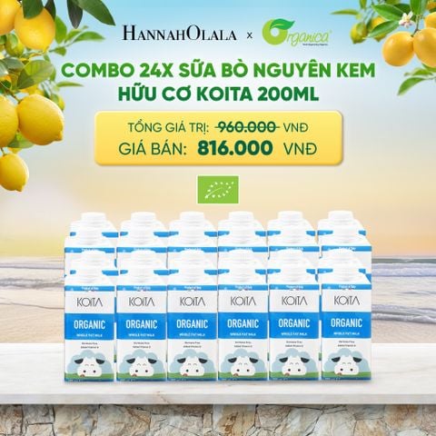  COMBO 24 X SỮA BÒ NGUYÊN KEM HỮU CƠ KOITA 200ML - DEAL 11 