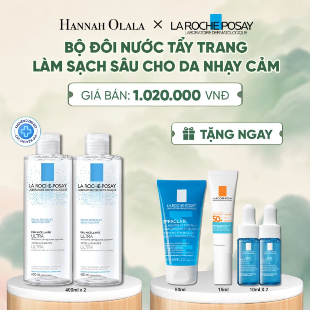  BỘ ĐÔI NƯỚC TẨY TRANG LÀM SẠCH SÂU CHO DA NHẠY CẢM LA ROCHE-POSAY MICELLAR WATER SENSITIVE SKIN 400ML - A1144 