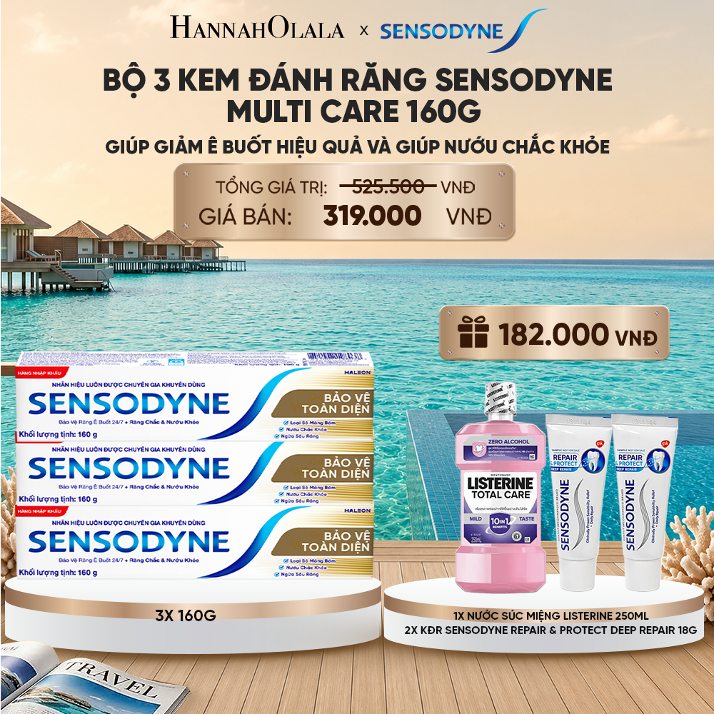  BỘ 3 KEM ĐÁNH RĂNG SENSODYNE MULTI CARE 160G GIÚP GIẢM Ê BUỐT HIỆU QUẢ VÀ GIÚP NƯỚU CHẮC KHỎE_ D839 