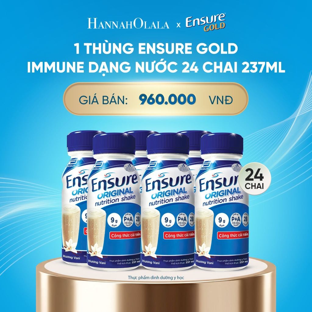  DEAL11: 1 THÙNG ENSURE GOLD IMMUNE DẠNG NƯỚC 24 CHAI 237ML 
