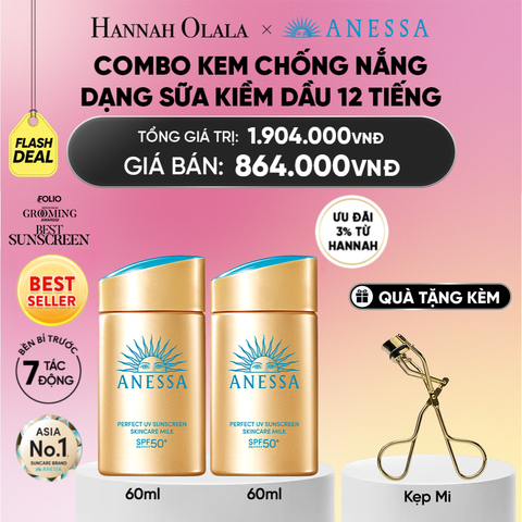  [FLASHSALE] COMBO SỮA CHỐNG NẮNG DƯỠNG DA KIỀM DẦU BẢO VỆ HOÀN HẢO ANESSA GOLD MILK SPF50+ PA++++ 60MLX2 - DEAL 11_A2318 