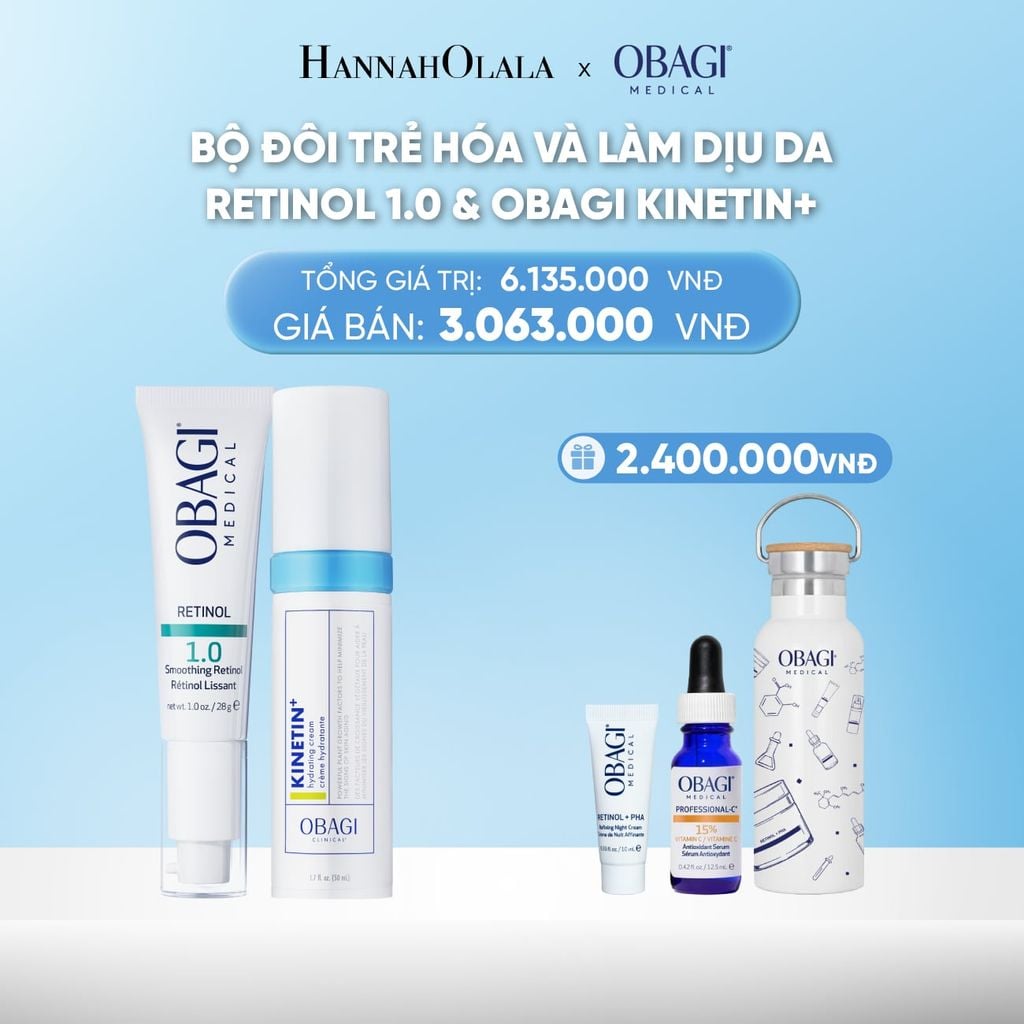  DEAL 11: BỘ ĐÔI TRẺ HÓA VÀ LÀM DỊU DA RETINOL 1.0 28G & OBAGI KINETIN+ 50ML​ 