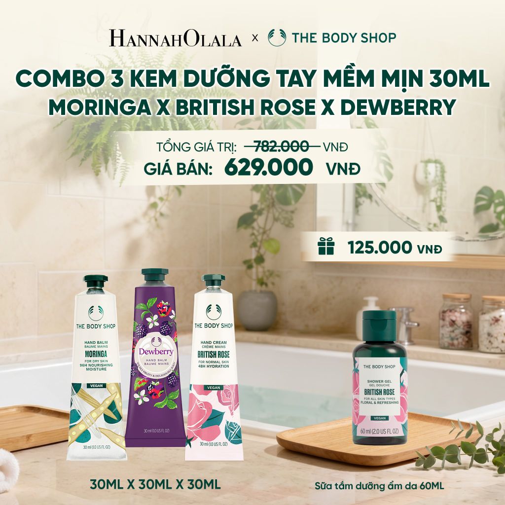  COMBO 3 KEM DƯỠNG TAY MỀM MỊN ẨM MƯỢT 30ML - MORINGA X BRITISH ROSE X DEWBERRY - M11 