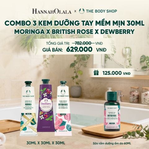  COMBO 3 KEM DƯỠNG TAY MỀM MỊN ẨM MƯỢT 30ML - MORINGA X BRITISH ROSE X DEWBERRY - M11 