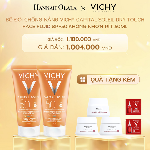  DEAL 11: BỘ ĐÔI CHỐNG NẮNG VICHY CAPITAL SOLEIL DRY TOUCH FACE FLUID SPF50 KHÔNG NHỜN RÍT 50ML 