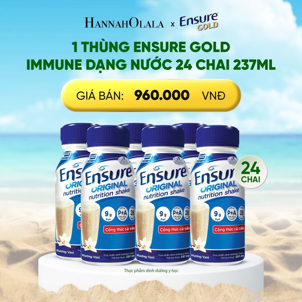  DEAL_11: 1 THÙNG ENSURE GOLD IMMUNE DẠNG NƯỚC 24 CHAI 237ML 