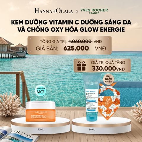  [SẢN PHẨM MỚI] KEM DƯỠNG VITAMIN C DƯỠNG SÁNG DA VÀ CHỐNG OXY HÓA GLOW ENERGIE TẶNG MINI SỮA RỬA MẶT + KHĂN BANDANA_ D1651 