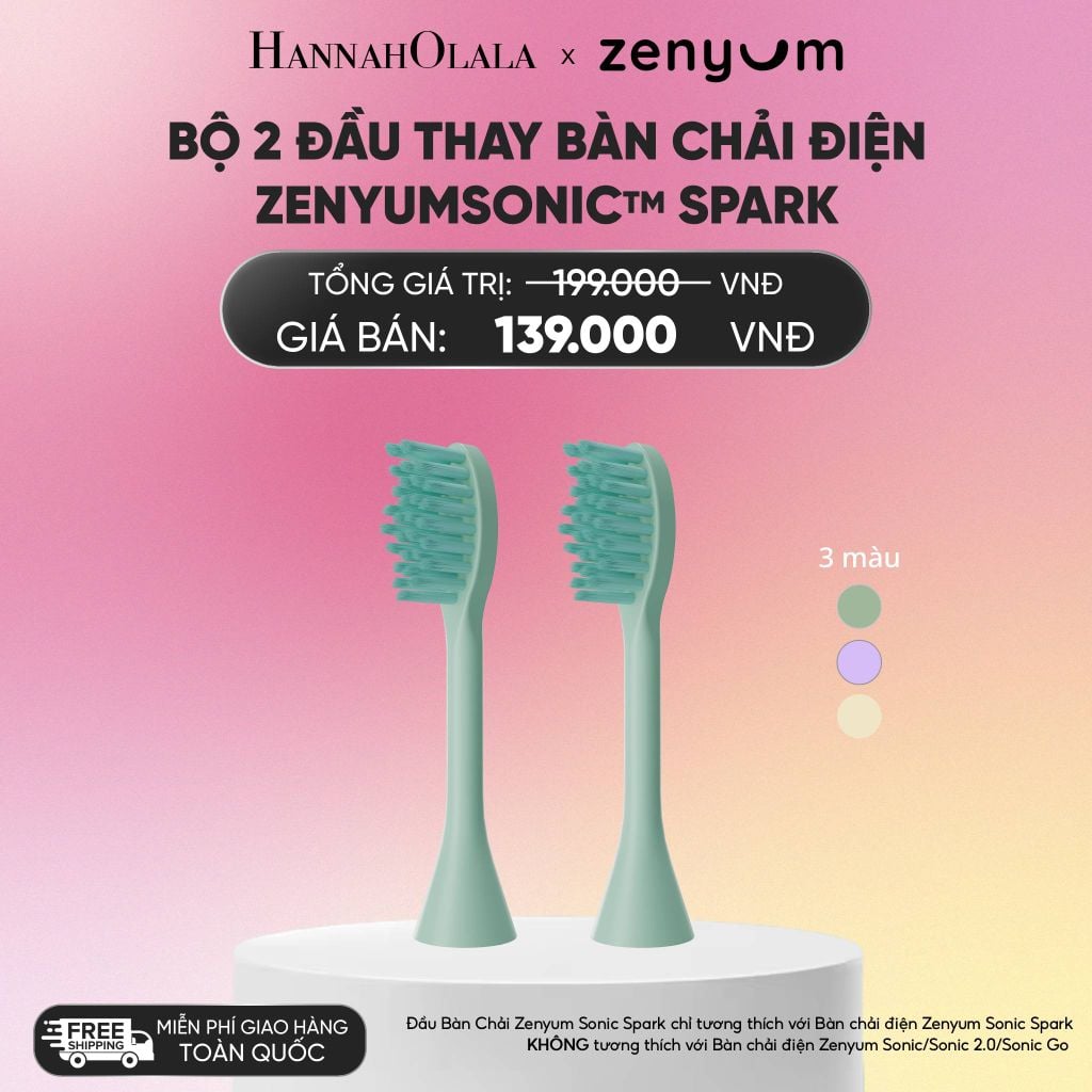  BỘ 2 ĐẦU THAY BÀN CHẢI ĐIỆN ZENYUM SONIC SPARK_A8 