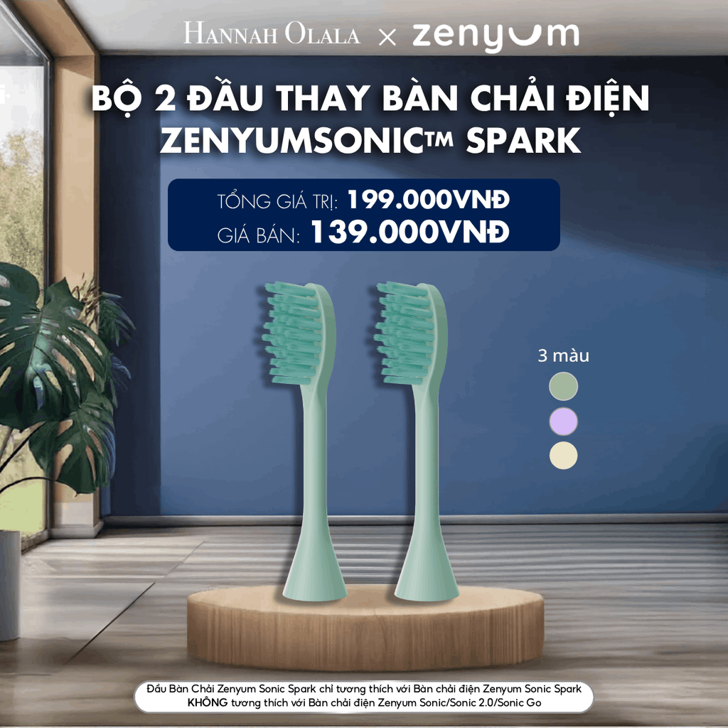  BỘ 2 ĐẦU THAY BÀN CHẢI ĐIỆN ZENYUM SONIC SPARK 