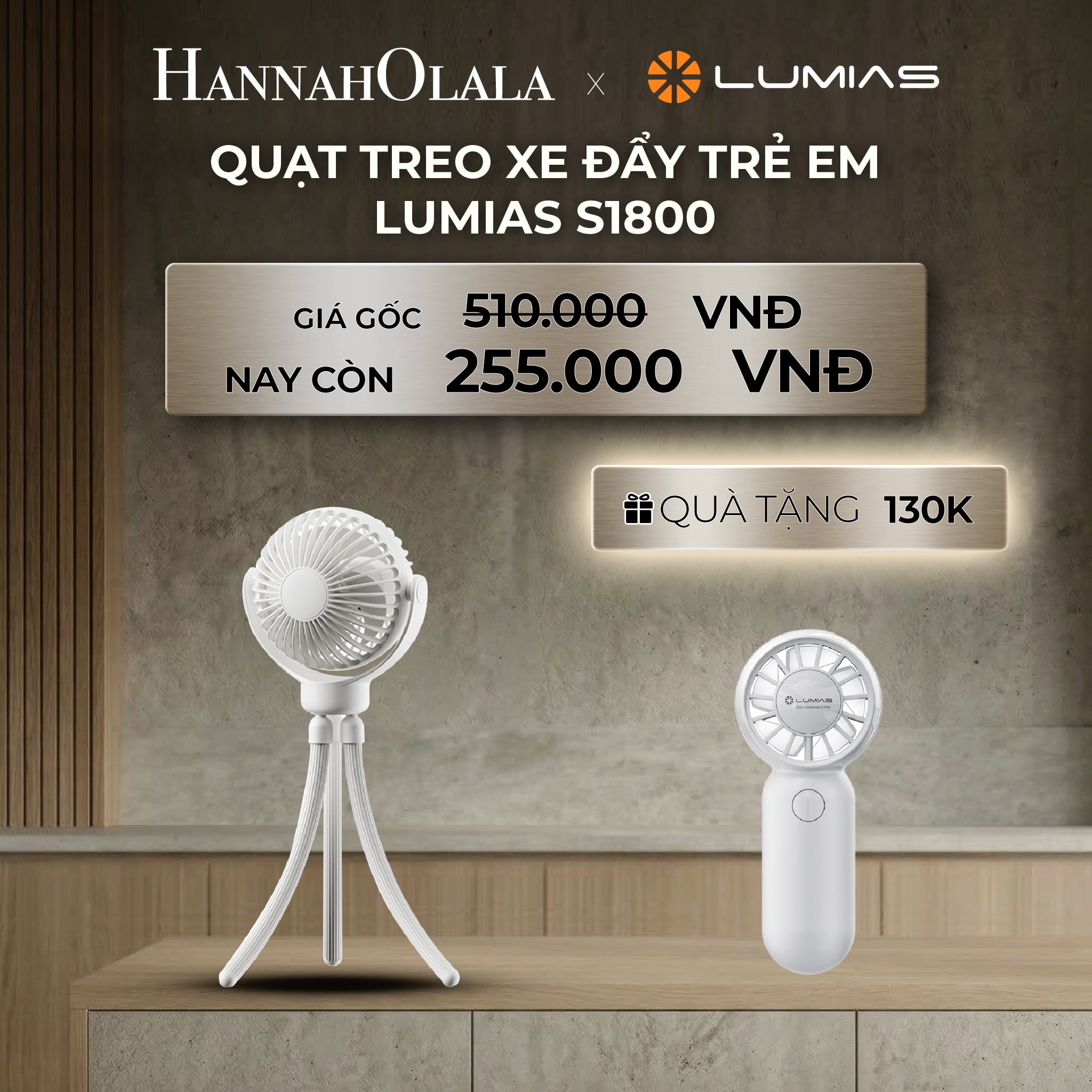 Quạt Treo Xe Đẩy Trẻ Em Lumias S1800