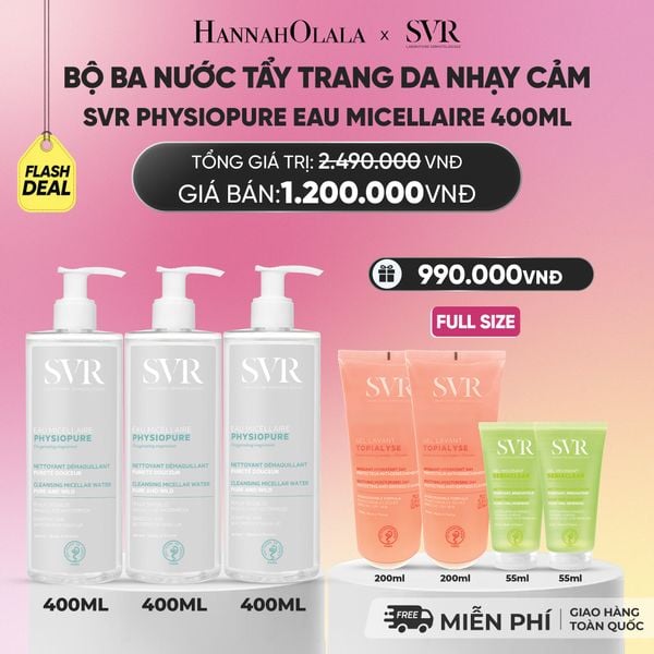  FLASHSALE] COMBO 3 NƯỚC TẨY TRANG CHO DA NHẠY CẢM SVR PHYSIOPURE EAU MICELLAIRE 400ML - DEAL 12.1 - A3602 