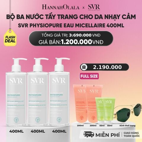  FLASHSALE] COMBO 3 NƯỚC TẨY TRANG CHO DA NHẠY CẢM SVR PHYSIOPURE EAU MICELLAIRE 400ML - DEAL 12.1 - A3602 