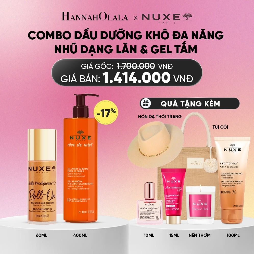  COMBO DẦU DƯỠNG KHÔ ĐA NĂNG 100ML & DẦU TẮM HƯƠNG NƯỚC HOA 200ML (CHỌN HƯƠNG) 