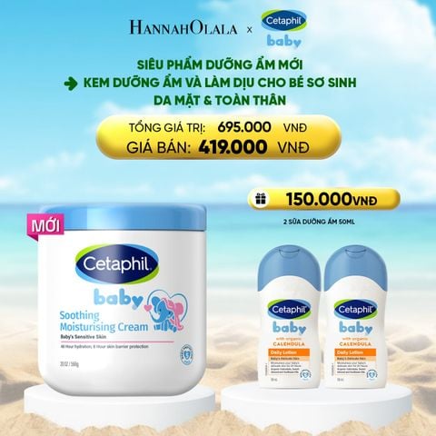  DEAL 12: [MỚI] KEM LÀM DỊU VÀ DƯỠNG ẨM CHO BÉ CETAPHIL BABY SOOTHING & MOISTURISING CREAM HŨ 566G 