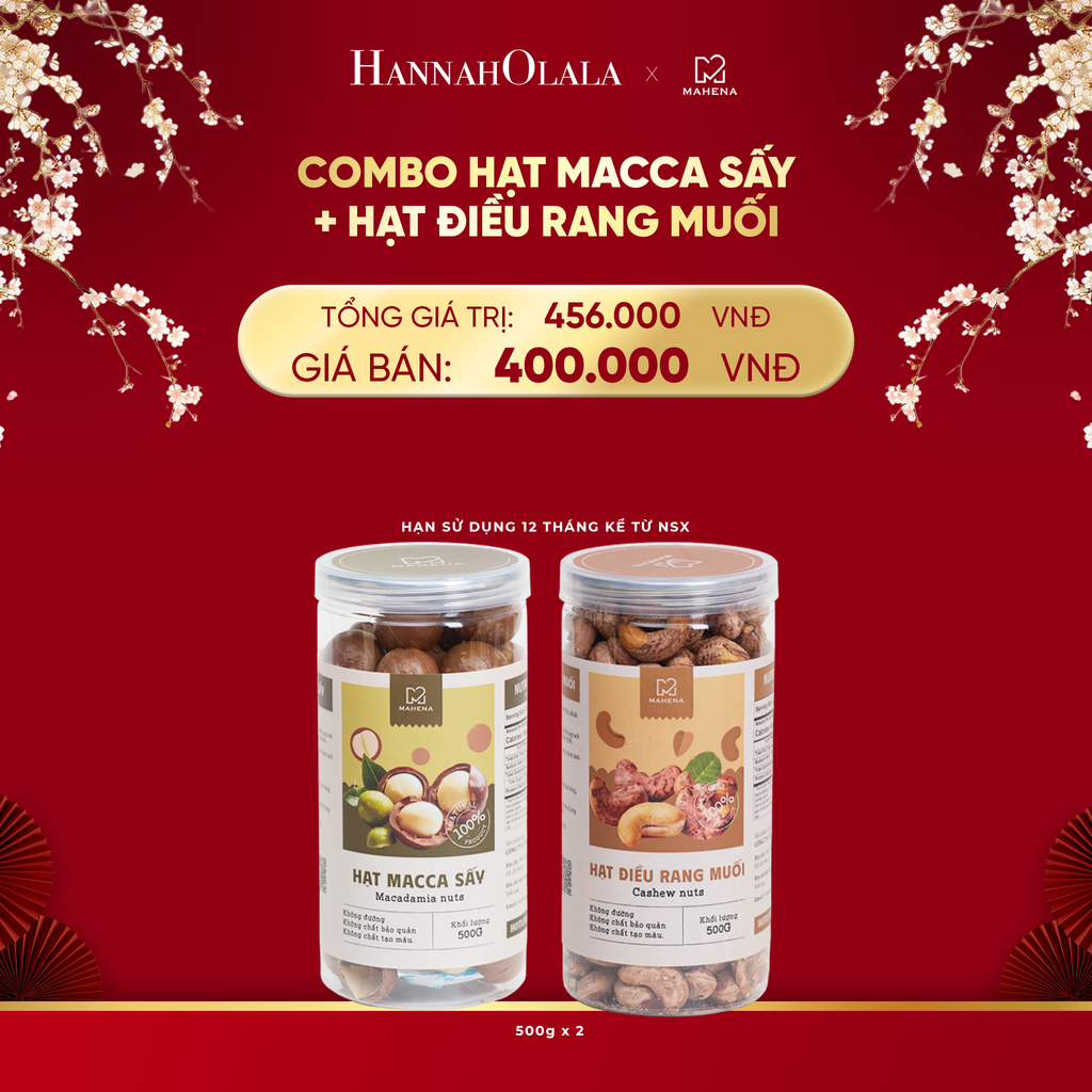  DEAL 12: COMBO MACCA SẤY 500G + HẠT ĐIỀU RANG MUỐI 500G 