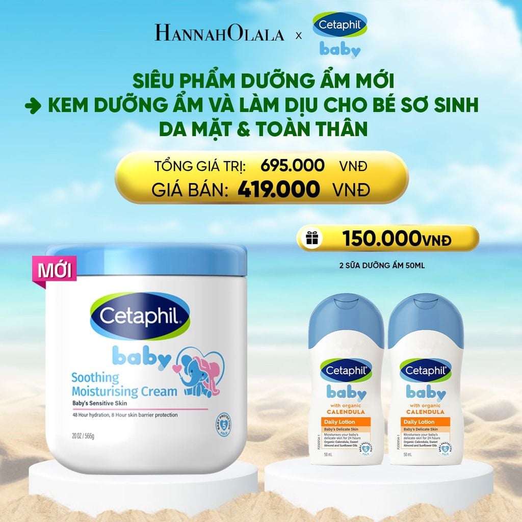  [MỚI] KEM LÀM DỊU VÀ DƯỠNG ẨM CHO BÉ CETAPHIL BABY SOOTHING & MOISTURISING CREAM HŨ 566G 