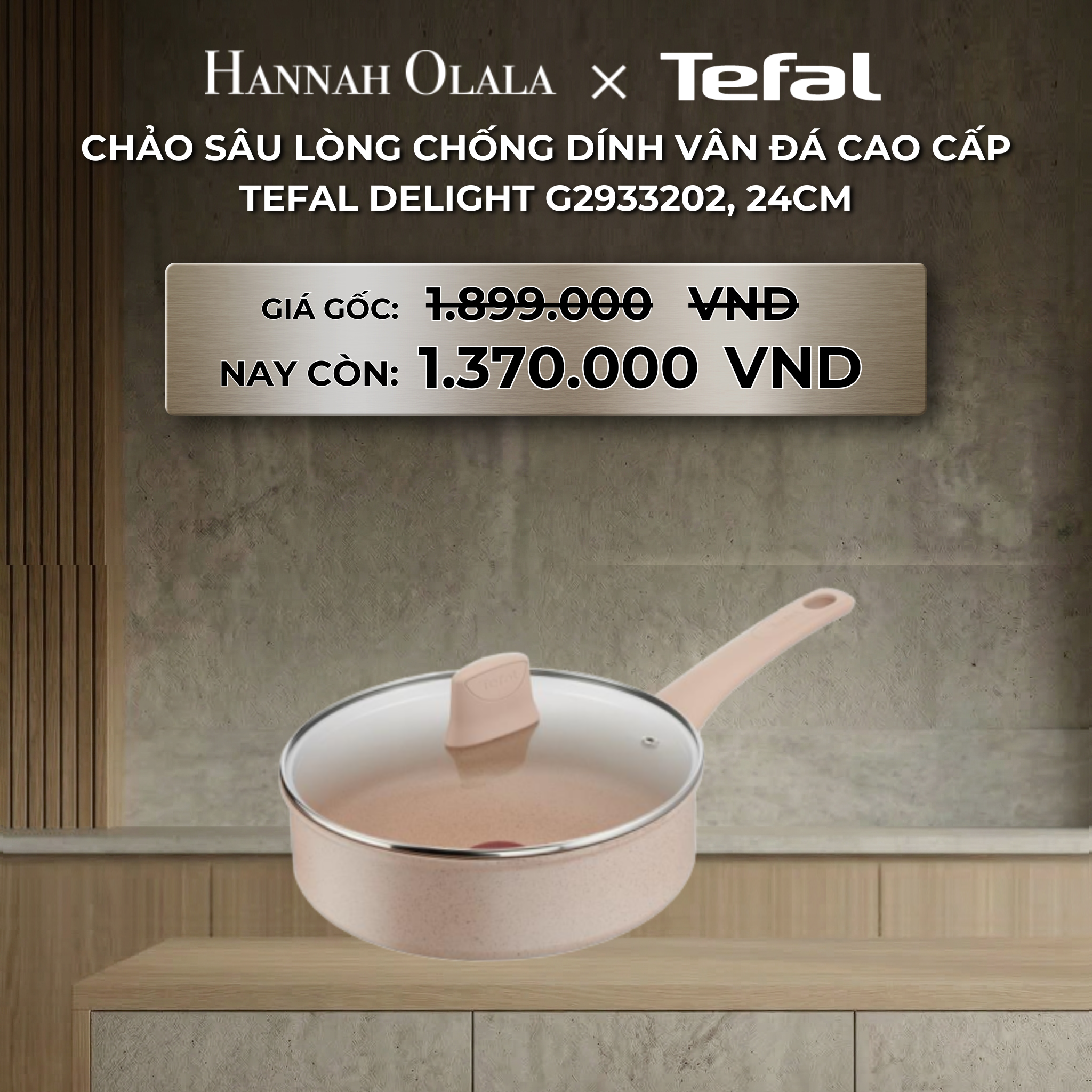 A339_deal 12: chảo sâu lòng chống dính vân đá cao cấp tefal delight g2933202, 24cm