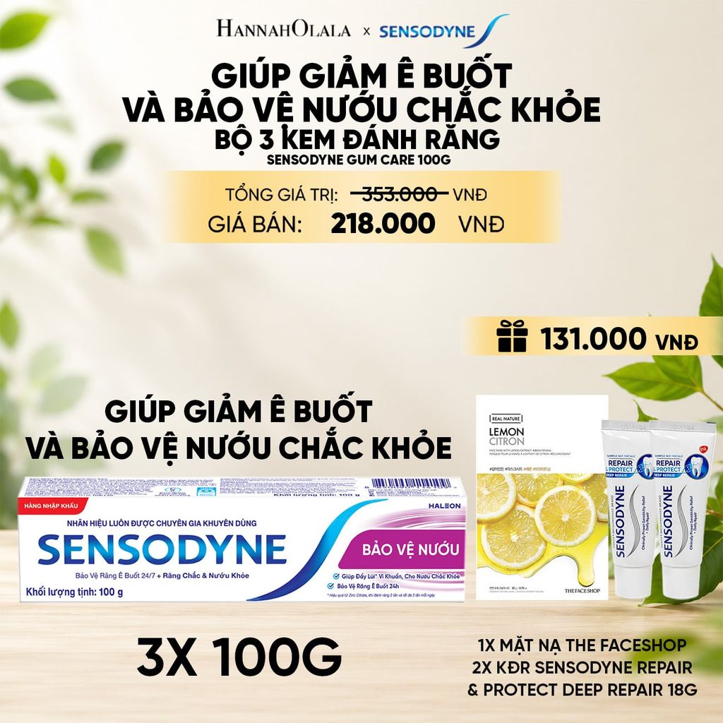  BỘ 3 KEM ĐÁNH RĂNG SENSODYNE GUM CARE 100G GIÚP GIẢM Ê BUỐT VÀ BẢO VỆ NƯỚU CHẮC KHỎE 