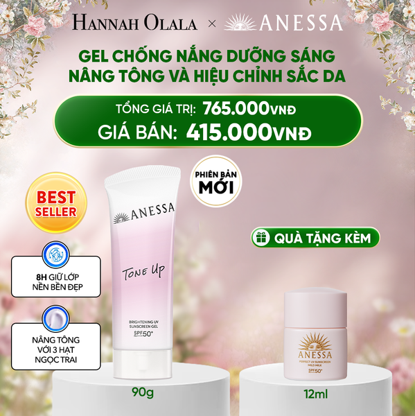  DEAL 12: [PHIÊN BẢN MỚI] GEL CHỐNG NẮNG DƯỠNG SÁNG NÂNG TÔNG & HIỆU CHỈNH SẮC TÍM ANESSA TONE UP UV GEL SPF50+ PA++++ 90G 