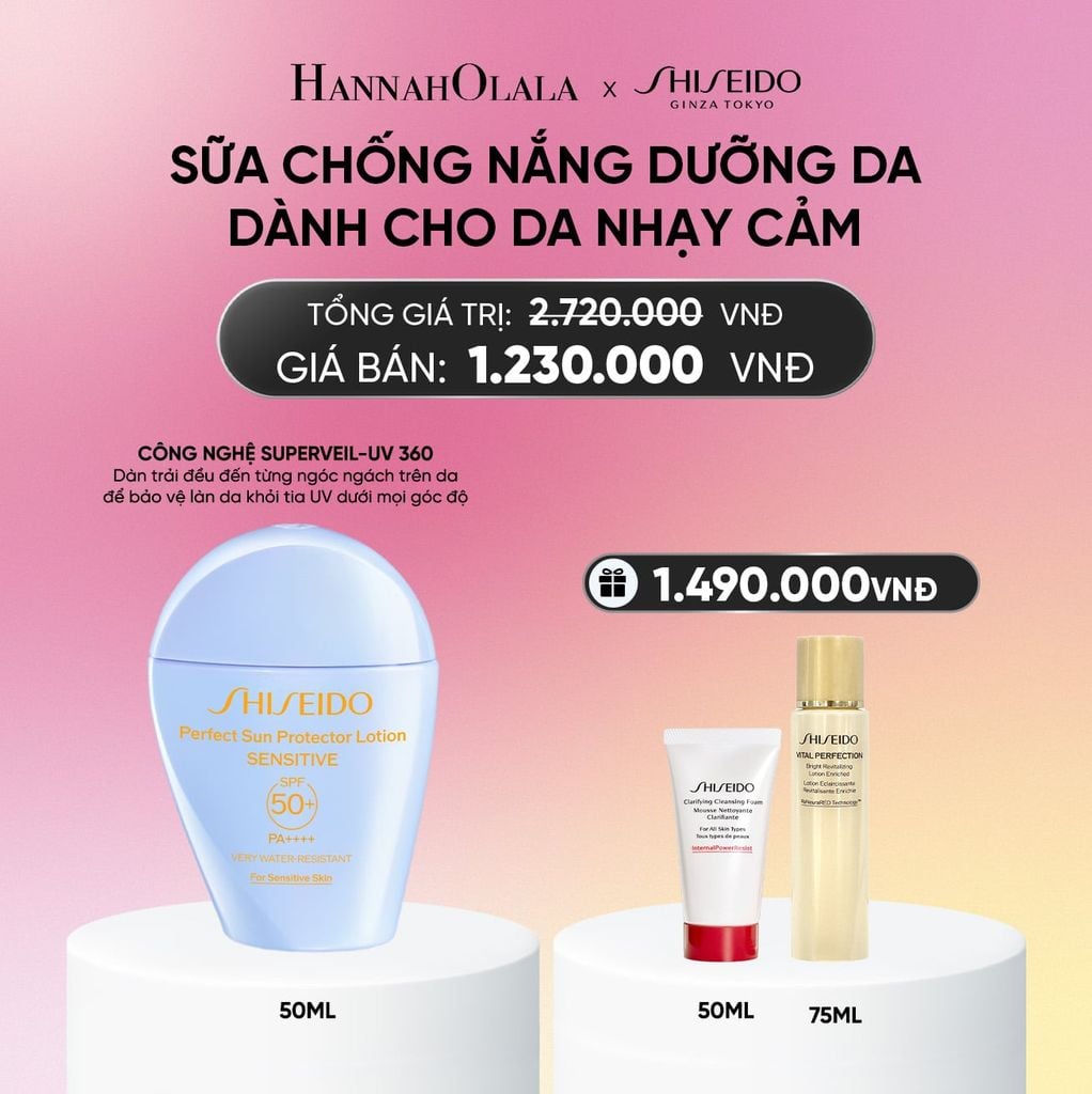  SỮA CHỐNG NẮNG CHO DA NHẠY CẢM SHISEIDO GSC PERFECT SUN PROTECTOR LOTION SENSITIVE SPF50+ 50ML - DEAL 12_A555 