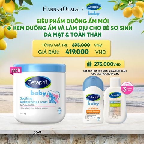  [MỚI] KEM LÀM DỊU VÀ DƯỠNG ẨM CHO BÉ CETAPHIL BABY SOOTHING & MOISTURISING CREAM HŨ 566G DEAL 12: - A1293 