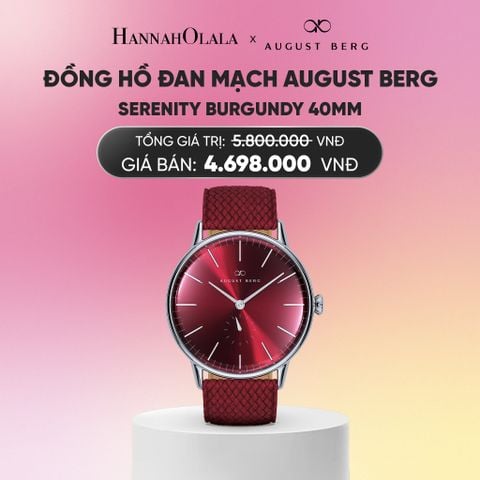  ĐỒNG HỒ ĐAN MẠCH AUGUST BERG - SERENITY BURGUNDY 40MM - DÂY PERLON - MÀU BẠC_A2285 