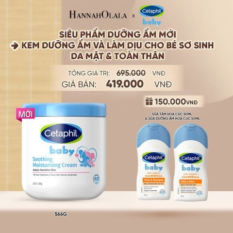  [MỚI] KEM LÀM DỊU VÀ DƯỠNG ẨM CHO BÉ CETAPHIL BABY SOOTHING & MOISTURISING CREAM HŨ 566G DEAL 12: - A1191 