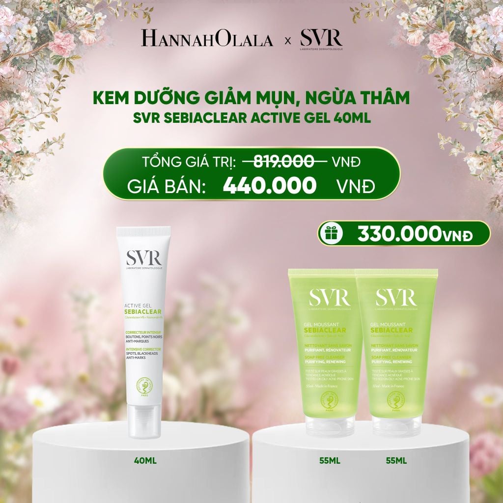  DEAL 12: KEM DƯỠNG GIẢM MỤN, NGỪA THÂM SVR SEBIACLEAR ACTIVE GEL 40ML 