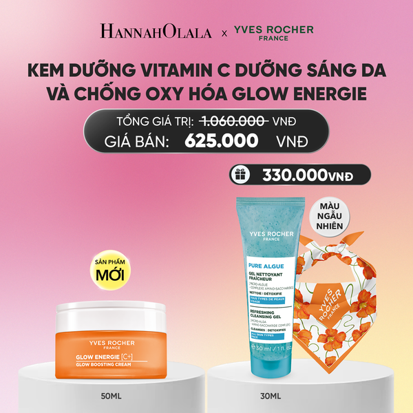  MỚI - KEM DƯỠNG VITAMIN C DƯỠNG SÁNG DA VÀ CHỐNG OXY HÓA GLOW ENERGIE TẶNG MINI SỮA RỬA MẶT + KHĂN BANDANA_A58 