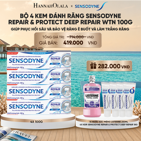  BỘ 4 KEM ĐÁNH RĂNG SENSODYNE REPAIR & PROTECT DEEP REPAIR WTN 100G GIÚP PHỤC HỒI SÂU VÀ BẢO VỆ RĂNG Ê BUỐT_ D936 