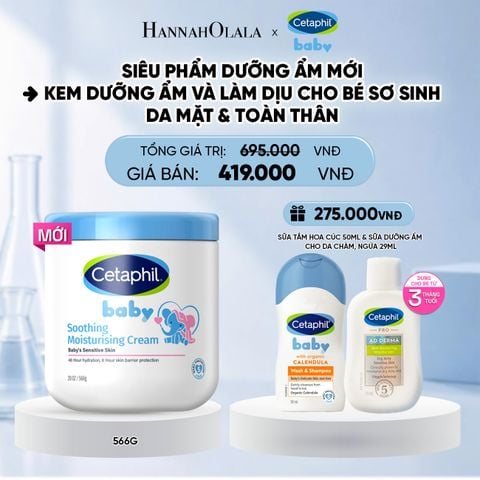  [MỚI] KEM LÀM DỊU VÀ DƯỠNG ẨM CHO BÉ CETAPHIL BABY SOOTHING & MOISTURISING CREAM HŨ 566G DEAL 12: 