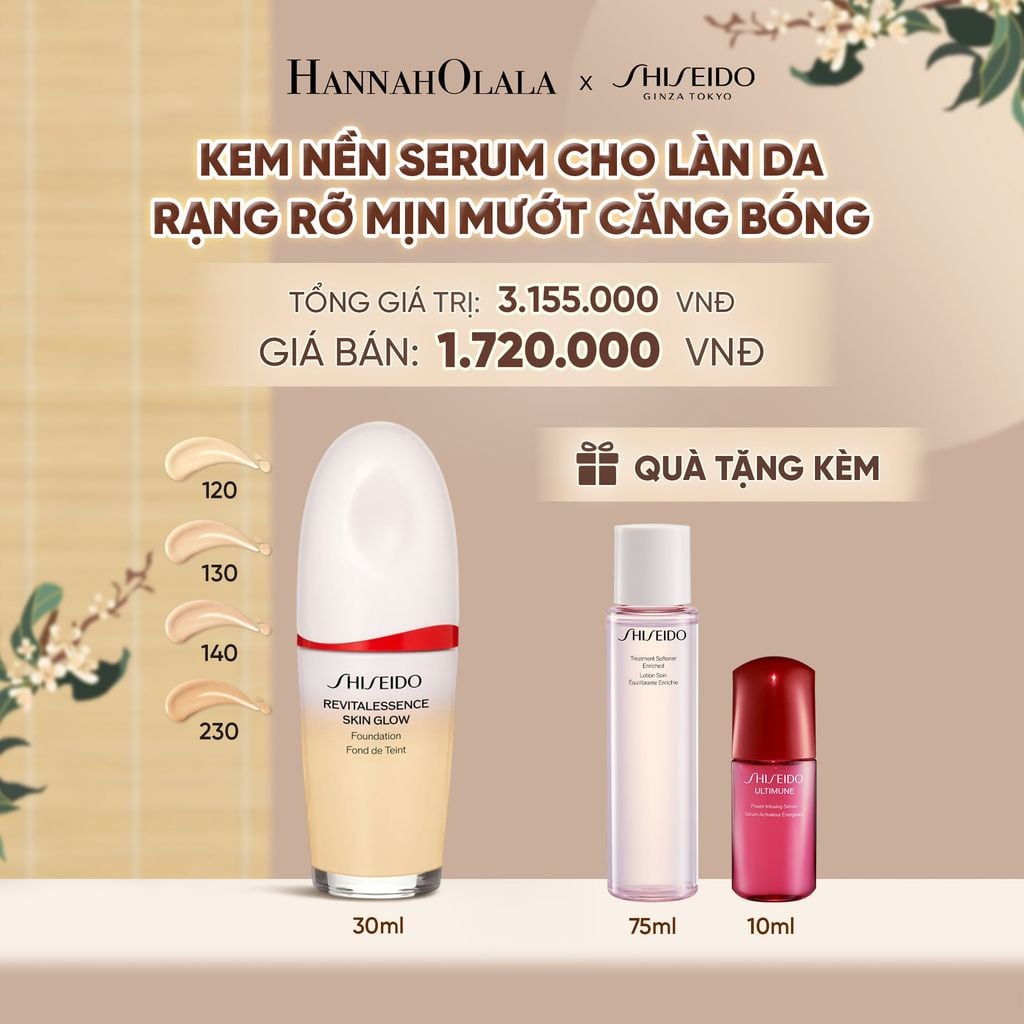  KEM NỀN SHISEIDO REVITALESSENCE SKIN GLOW FOUNDATION 30ML - DEAL 12 - A1139 