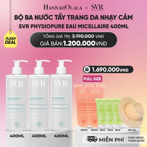  [FLASHSALE] COMBO 3 NƯỚC TẨY TRANG CHO DA NHẠY CẢM SVR PHYSIOPURE EAU MICELLAIRE 400ML - DEAL 12_A419 