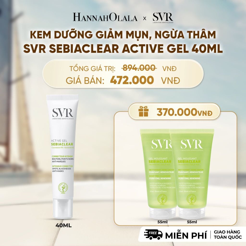  KEM DƯỠNG GIẢM MỤN, NGỪA THÂM SVR SEBIACLEAR ACTIVE GEL 40ML - DEAL 14 