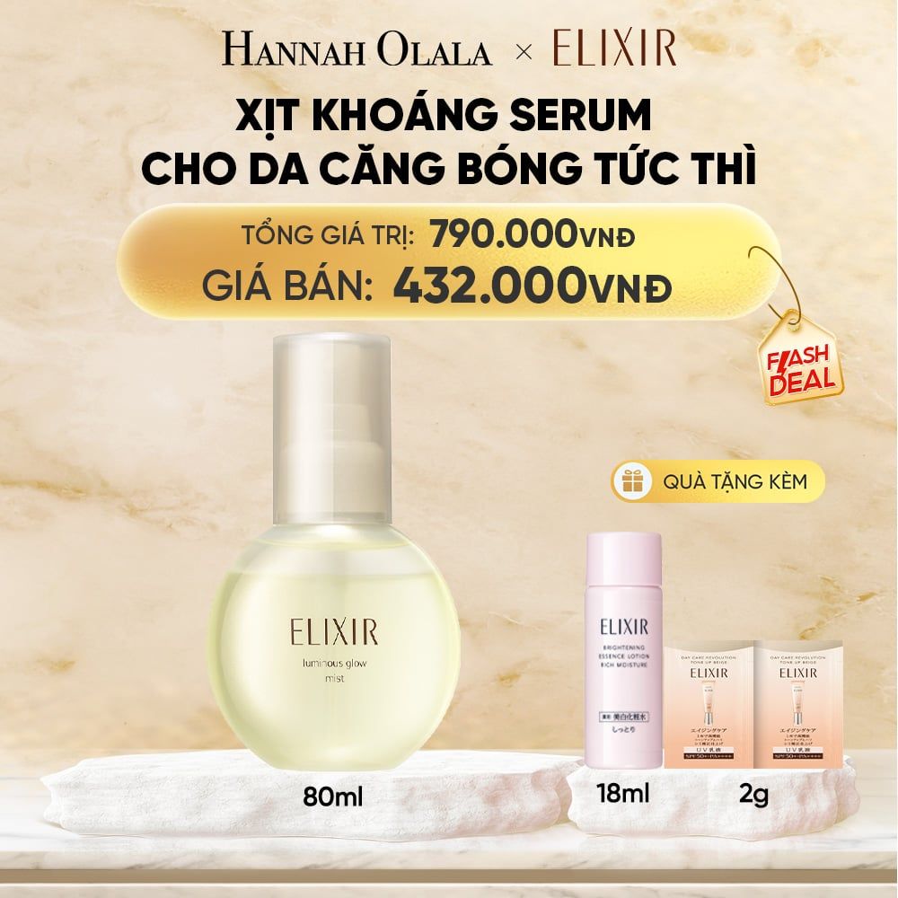  XỊT KHOÁNG DƯỠNG ẨM TỨC THÌ ELIXIR SUPERIEUR LUMINOUS GLOW MIST 80ML - DEAL 12 