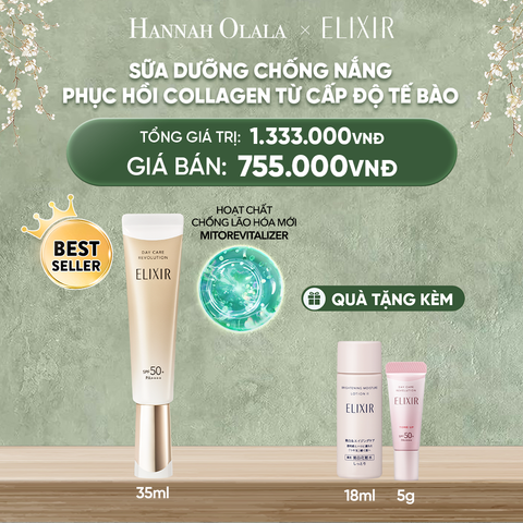  DEAL 12: [THẾ HỆ MỚI] KEM CHỐNG NẮNG DẠNG SỮA PHỤC HỒI COLLAGEN TỪ CẤP ĐỘ TẾ BÀO ELIXIR DAY CARE REVOLUTION SPF50+ 35ML 