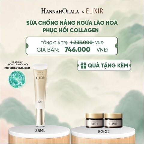  [THẾ HỆ MỚI] KEM CHỐNG NẮNG DẠNG SỮA PHỤC HỒI COLLAGEN TỪ CẤP ĐỘ TẾ BÀO ELIXIR DAY CARE REVOLUTION SPF50+ 35ML - DEAL 18 - A1228 