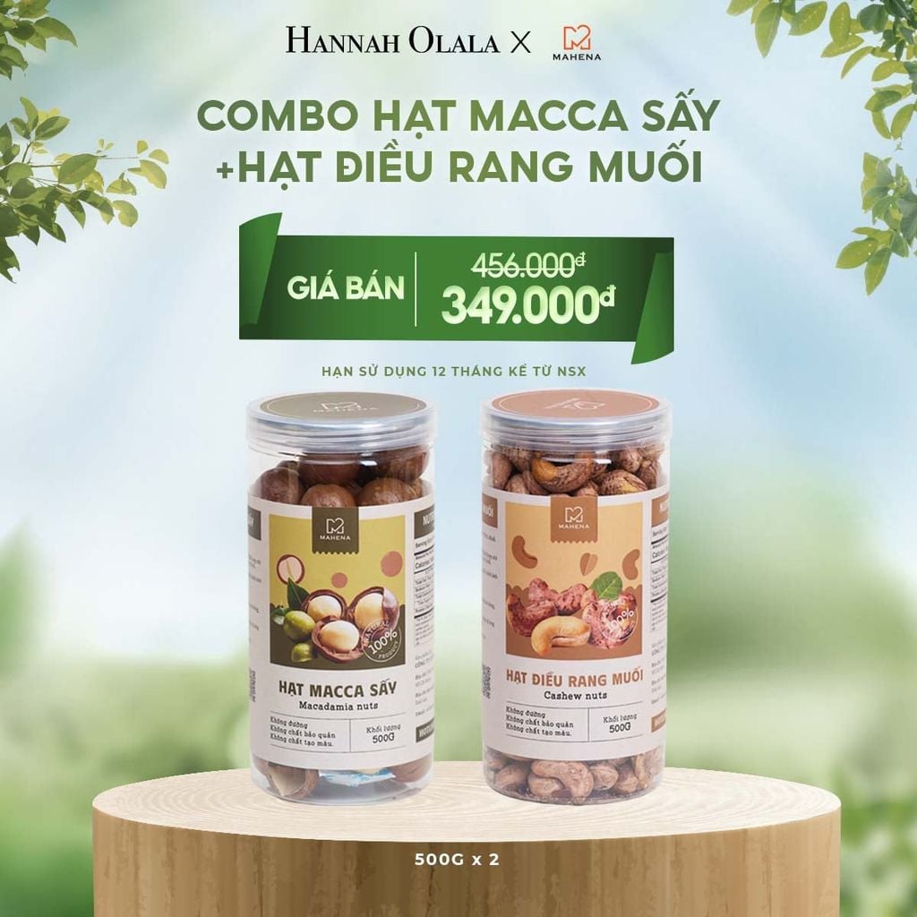  E27_DEAL 12: COMBO MACCA SẤY 500G + HẠT ĐIỀU RANG MUỐI 500G 