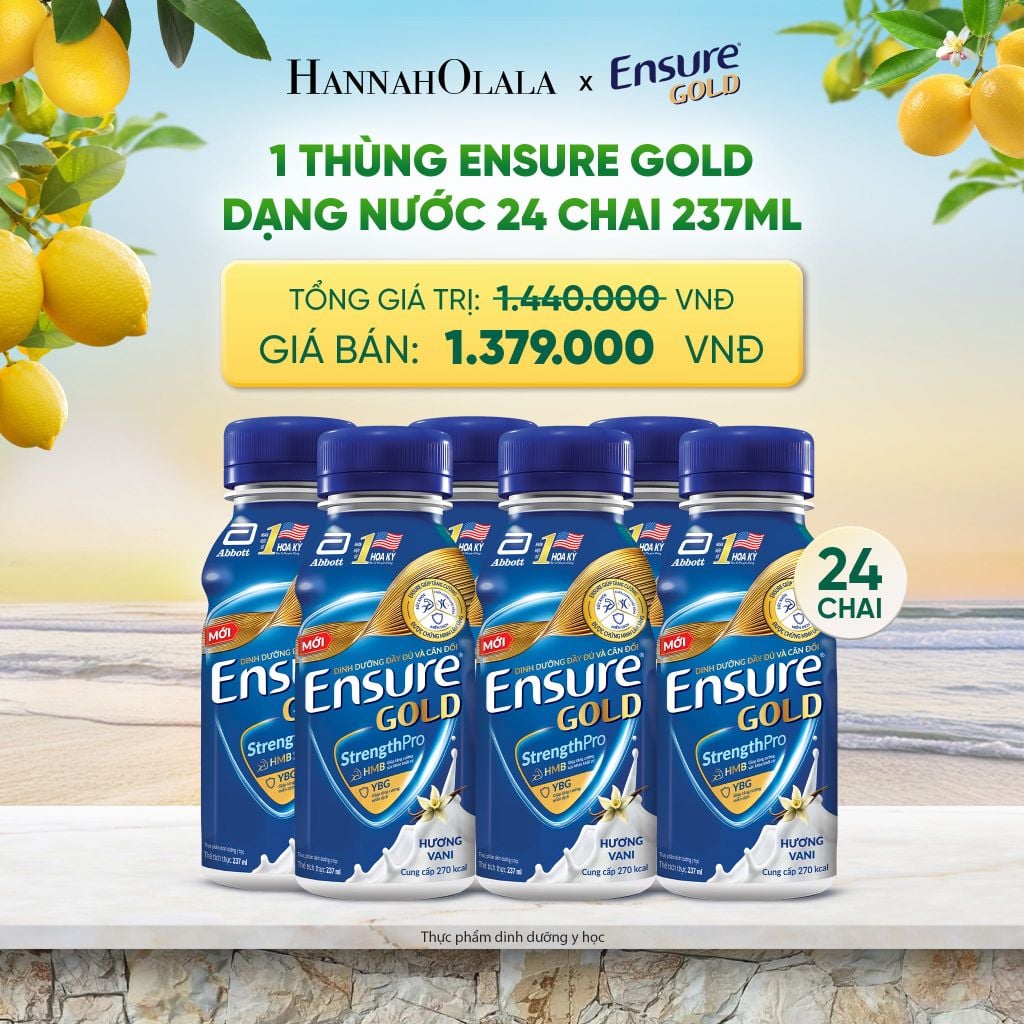  1 THÙNG ENSURE GOLD DẠNG NƯỚC 24 CHAI 237ML DEAL 12: 