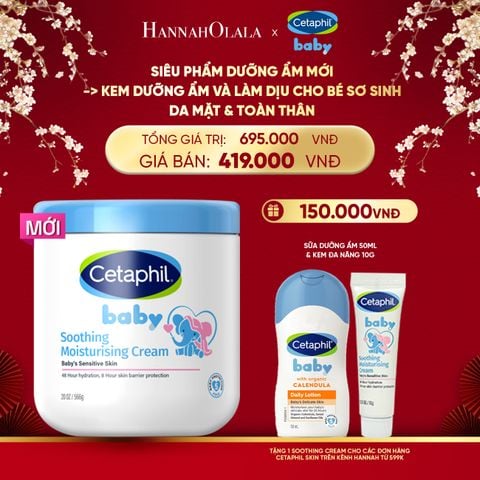  DEAL 12: [MỚI] KEM LÀM DỊU VÀ DƯỠNG ẨM CHO BÉ CETAPHIL BABY SOOTHING & MOISTURISING CREAM HŨ 566G 