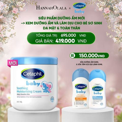  DEAL 12: [MỚI] KEM LÀM DỊU VÀ DƯỠNG ẨM CHO BÉ CETAPHIL BABY SOOTHING & MOISTURISING CREAM HŨ 566G 