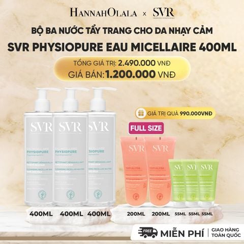  [FLASHSALE] COMBO 3 NƯỚC TẨY TRANG CHO DA NHẠY CẢM SVR PHYSIOPURE EAU MICELLAIRE 400ML - DEAL 12 