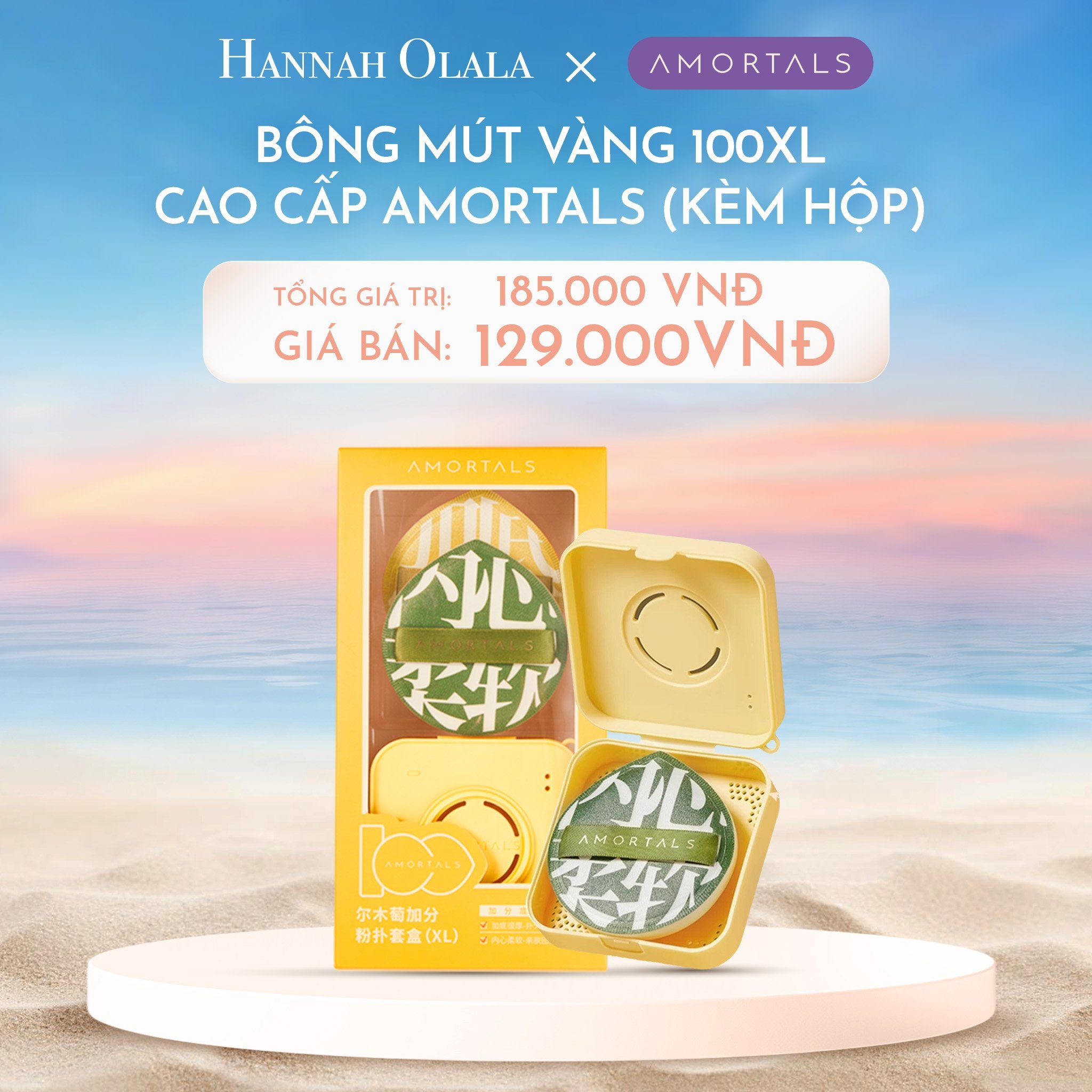  C1123_DEAL 12:BÔNG MÚT VÀNG CAO CẤP AMORTALS (KÈM HỘP) 