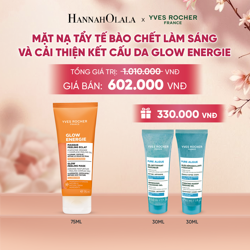  MẶT NẠ TẨY TẾ BÀO CHẾT LÀM SÁNG VÀ CẢI THIỆN KẾT CẤU DA GLOW ENERGIE TẶNG MINI GEL TẨY TRANG + SỮA RỬA MẶT 