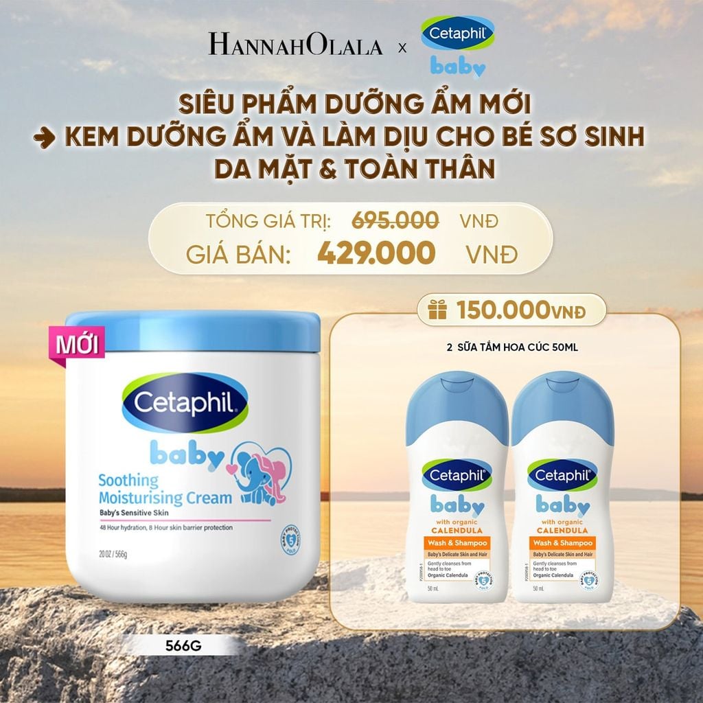  [MỚI] KEM LÀM DỊU VÀ DƯỠNG ẨM CHO BÉ CETAPHIL BABY SOOTHING & MOISTURISING CREAM HŨ 566G DEAL 12: - B590 