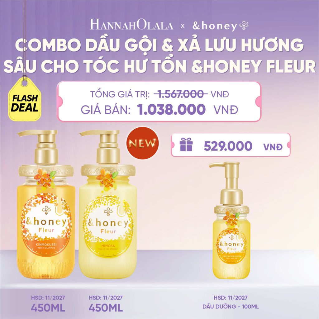  [NEW] FD COMBO DẦU GỘI VÀ XẢ LƯU HƯƠNG SÂU CHO TÓC HƯ TỔN &HONEY FLEUR - H063 